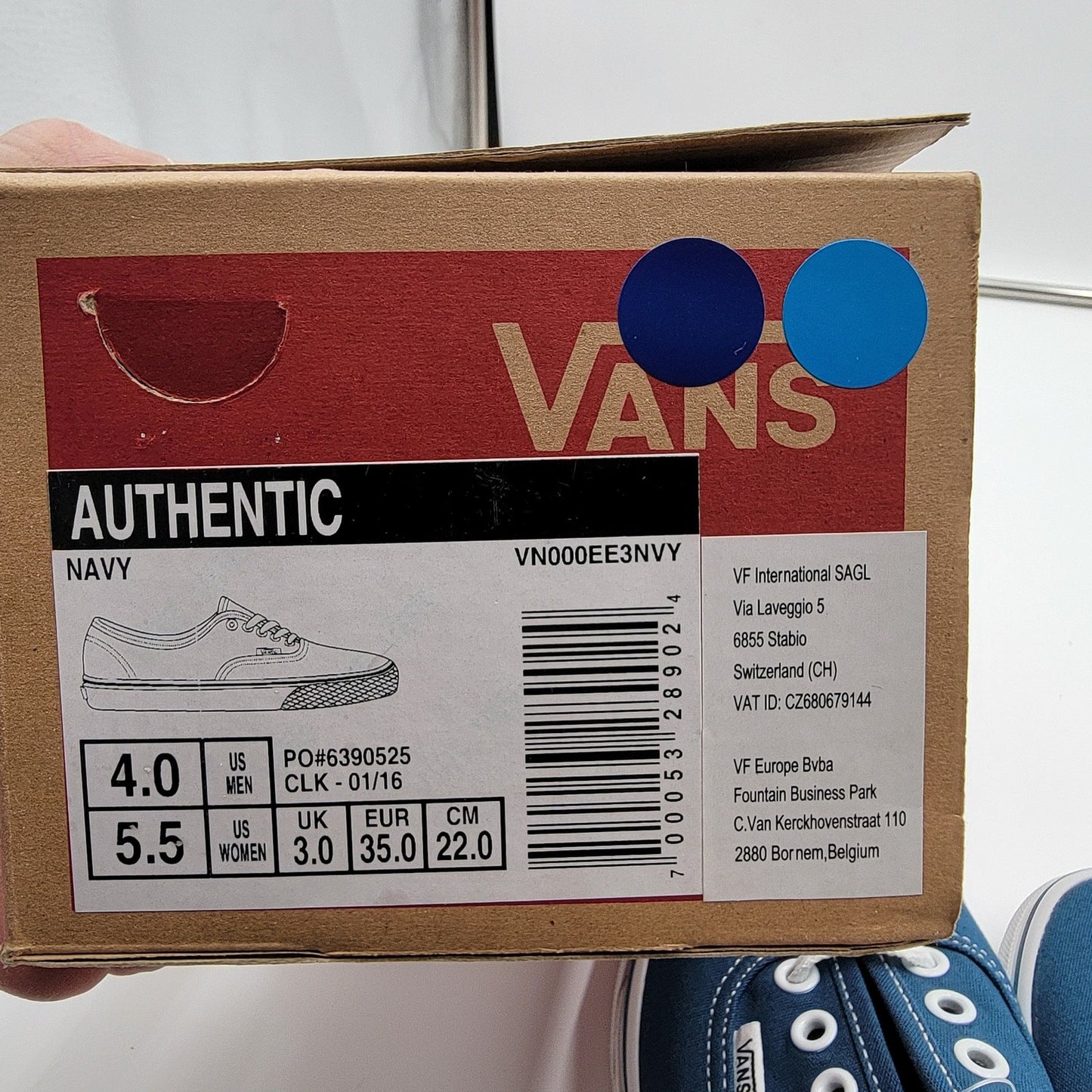 Vans Authentic Navy Sz 4M/5.5W VN000EE3NVY7