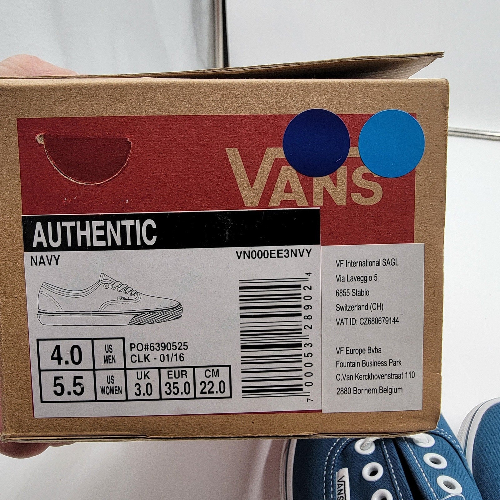 Vans Authentic Navy Sz 4M/5.5W VN000EE3NVY7
