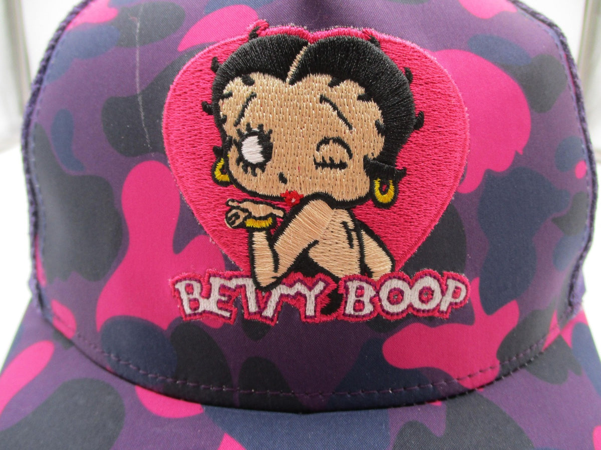 Betty Boop Headgear Classics Hat Cap Snap Back Adjustable Womens Purple Camo1