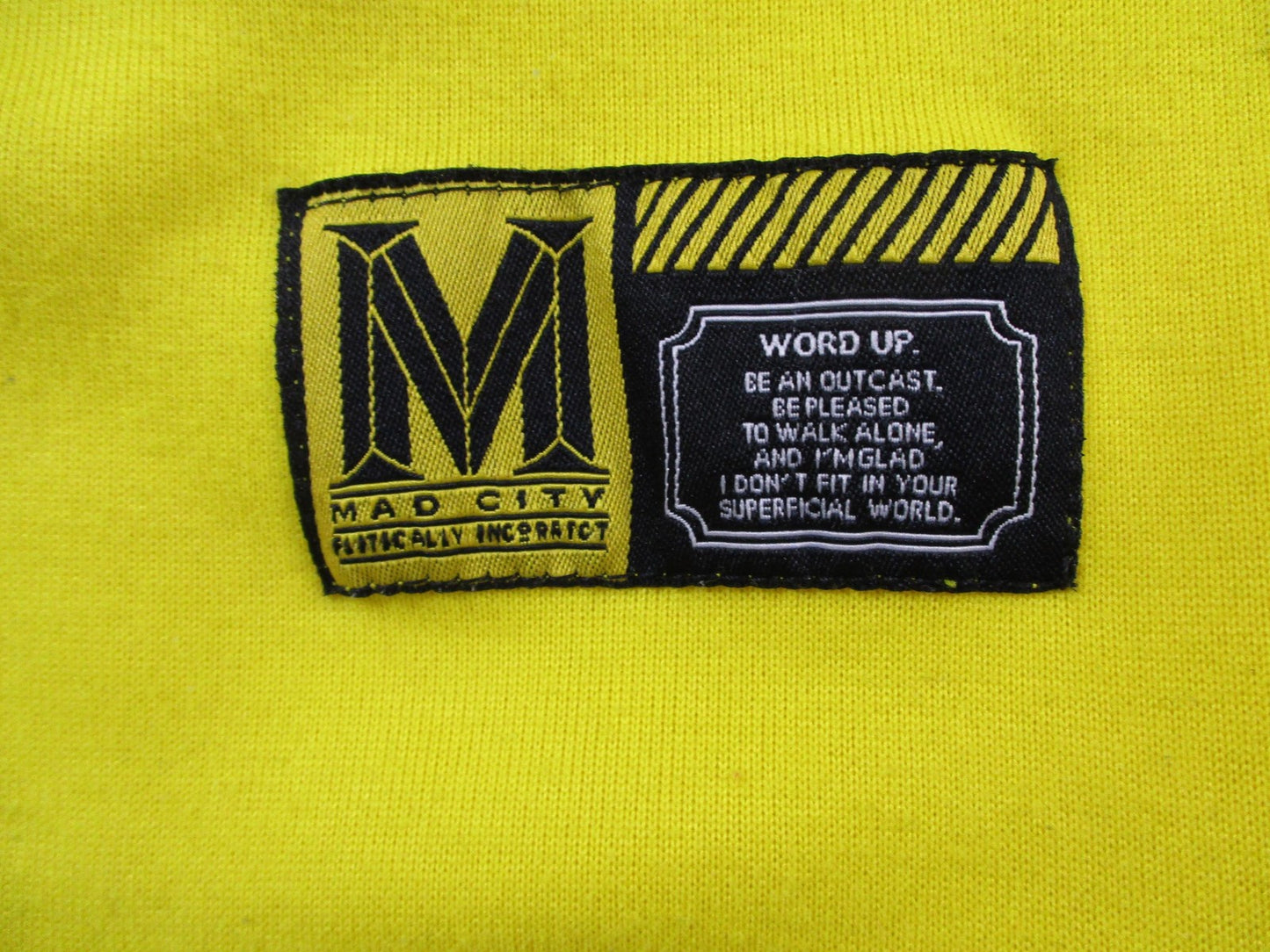 M. Society Sweatshirt Mens XL Yellow Fleece Pullover Crewneck Goodfella 16152