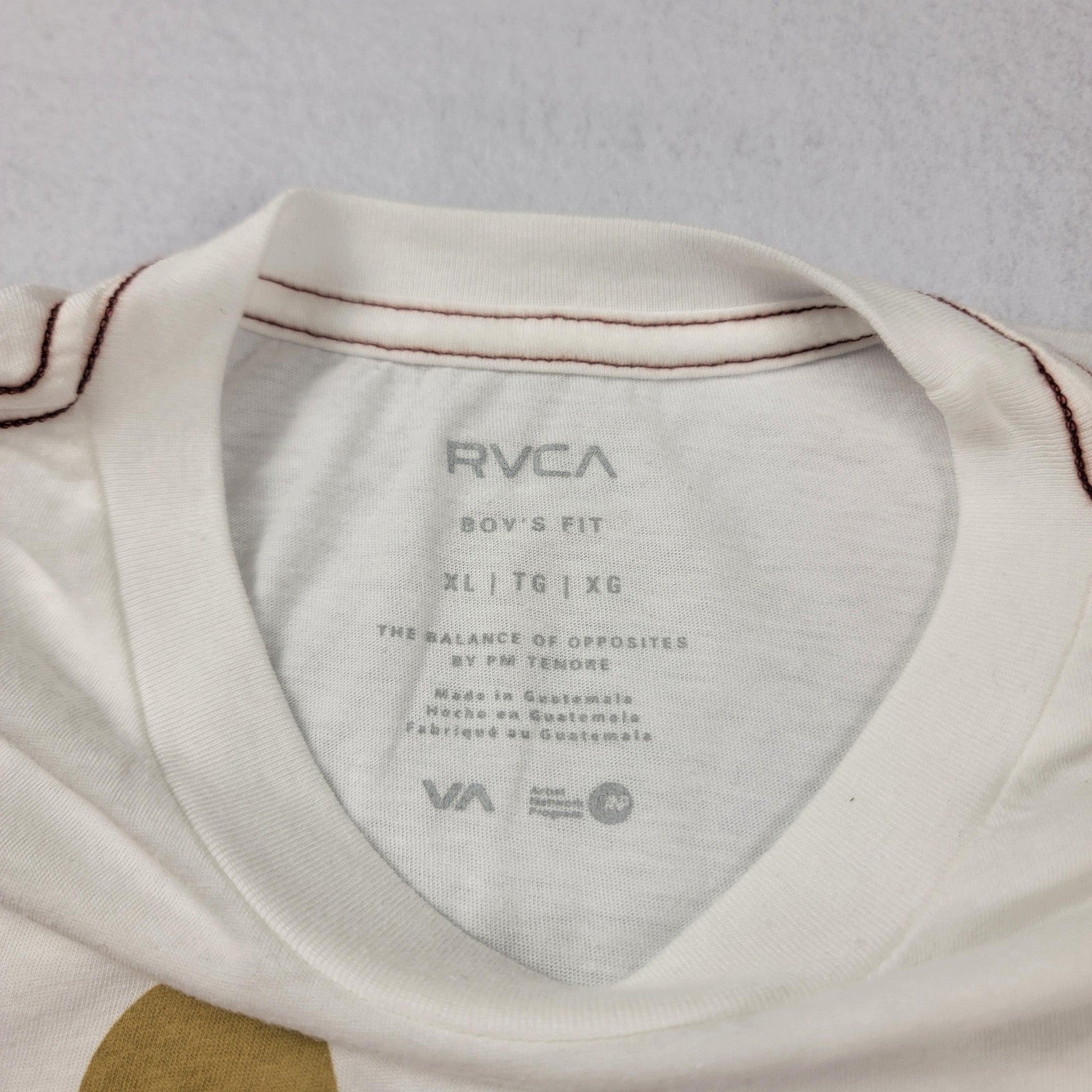 2 Pk RVCA Shirt Boys XL White Gray Graphic Tee Short Sleeve Skate Youth