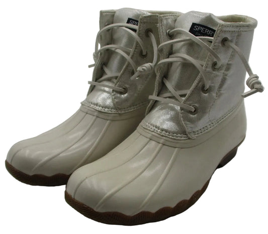 Sperry Saltwater Boots Girls Size 4 White Waterproof Duck Rain Snow Winter0