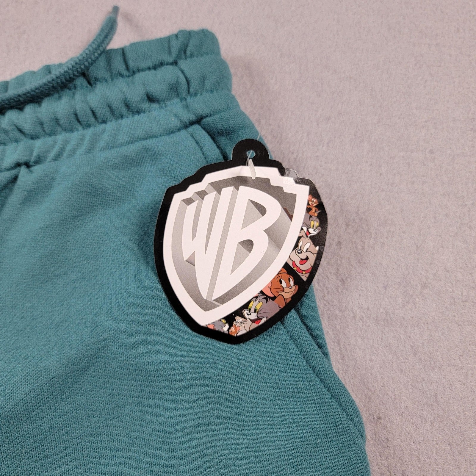 Tom & Jerry Pants Unisex Small Teal Cartoon Joggers Warner Bros Lounge New