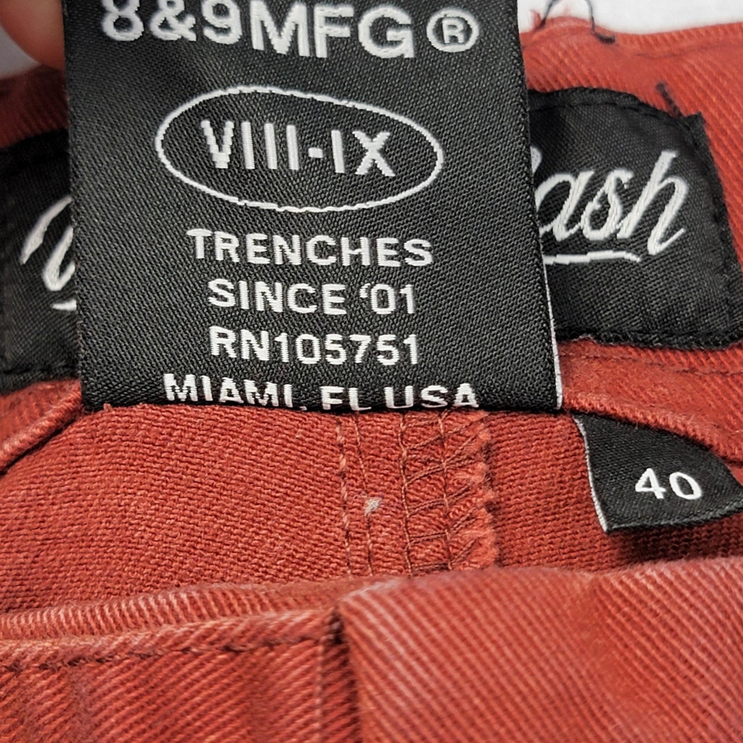 Eight & Nine MFG Cargo Pants Mens 40 Rust Red Vintage Wash Trenches Utility3
