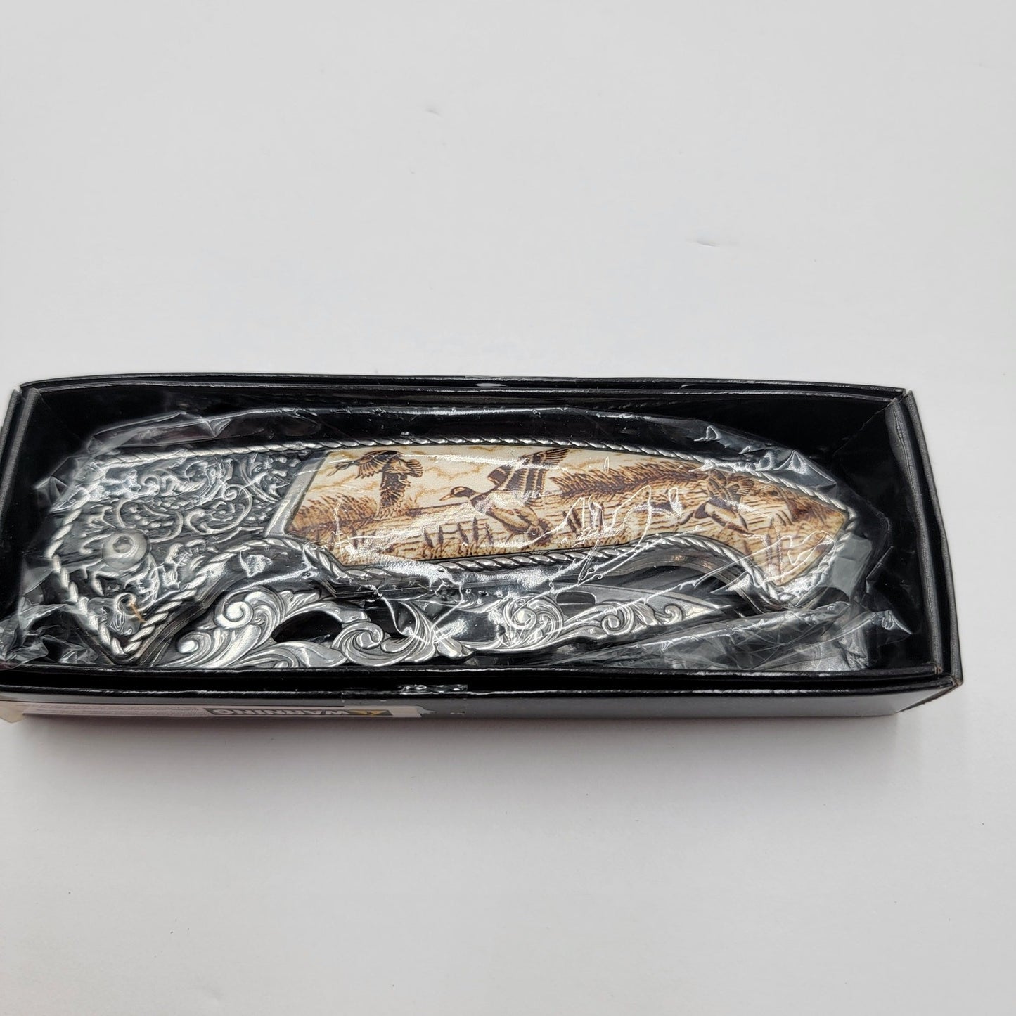 Hunting Ducks 4.5" Ivory Drop Point Collectible Folding Knife6