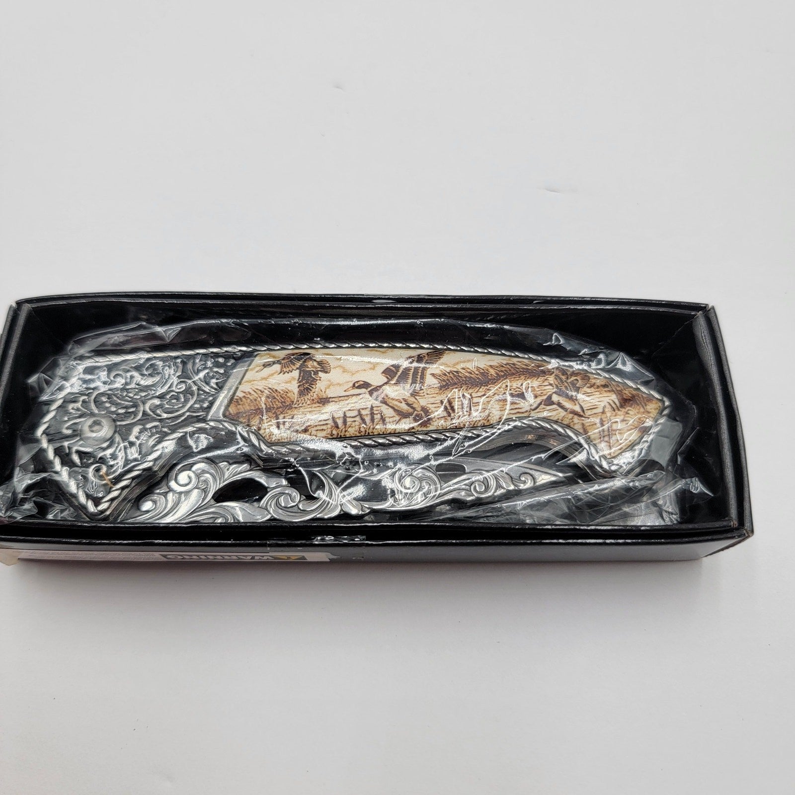 Hunting Ducks 4.5" Ivory Drop Point Collectible Folding Knife6