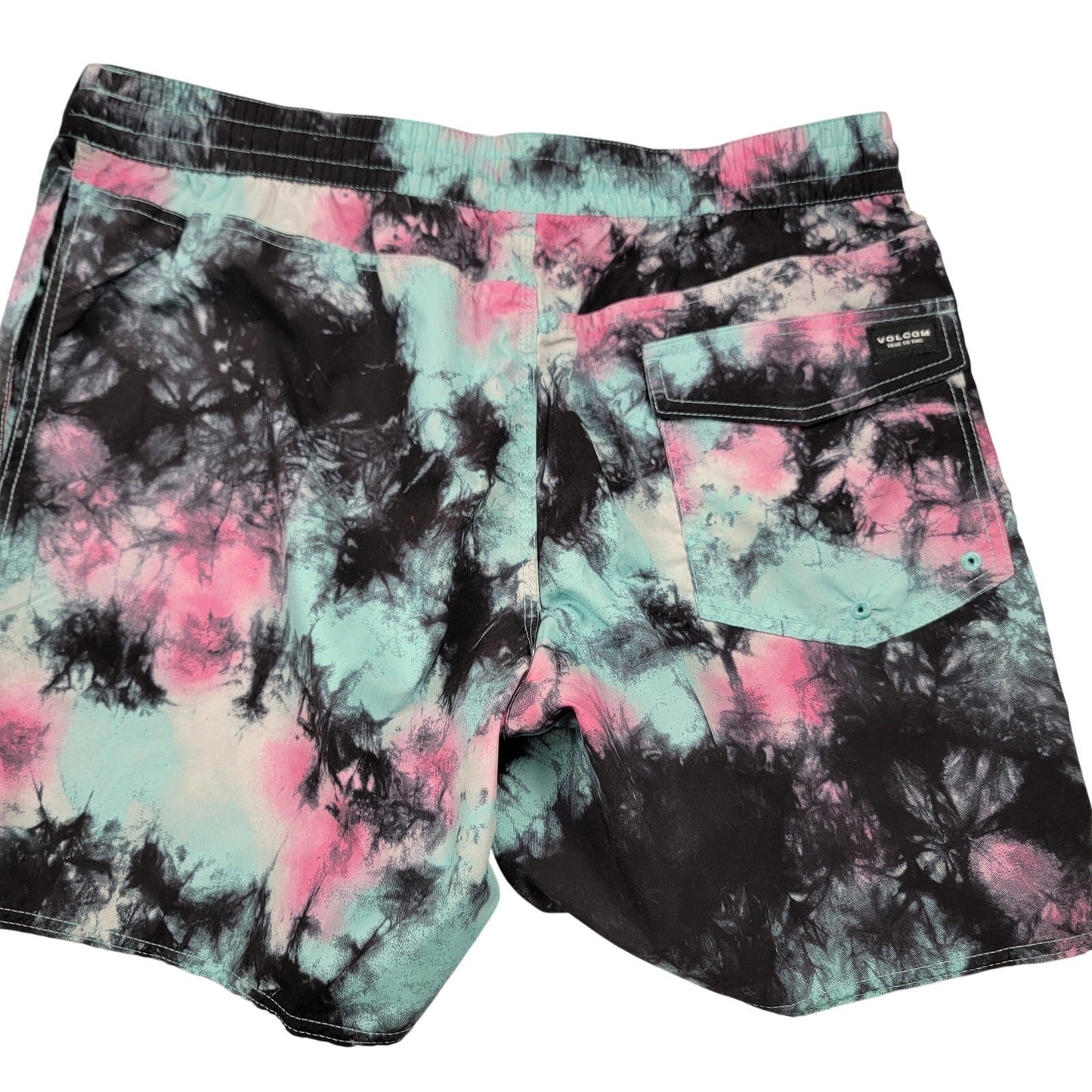 Volcom Tie Dye Elastic Waist Board Shorts Men’s Large Multicolor Swim Trunks NWT1