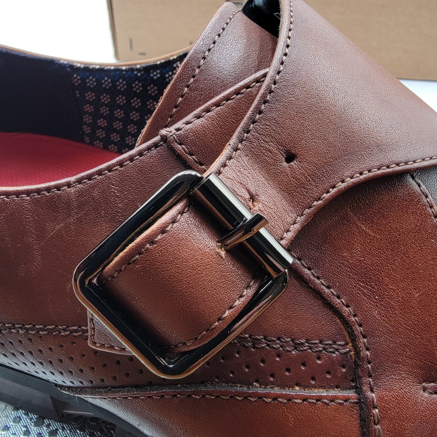 Stacy Adams Karcher Monk Strap Plain Toe  Mens Brown Shoes 25590221 Sz 9.5W10