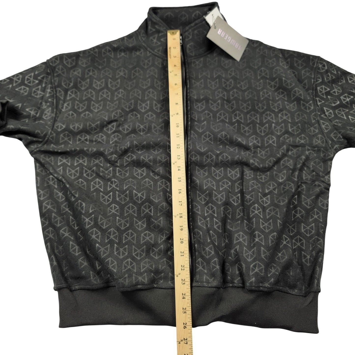 Rawgear Black Geometric Pattern Full Zip Jacket Mens Medium New With Tags