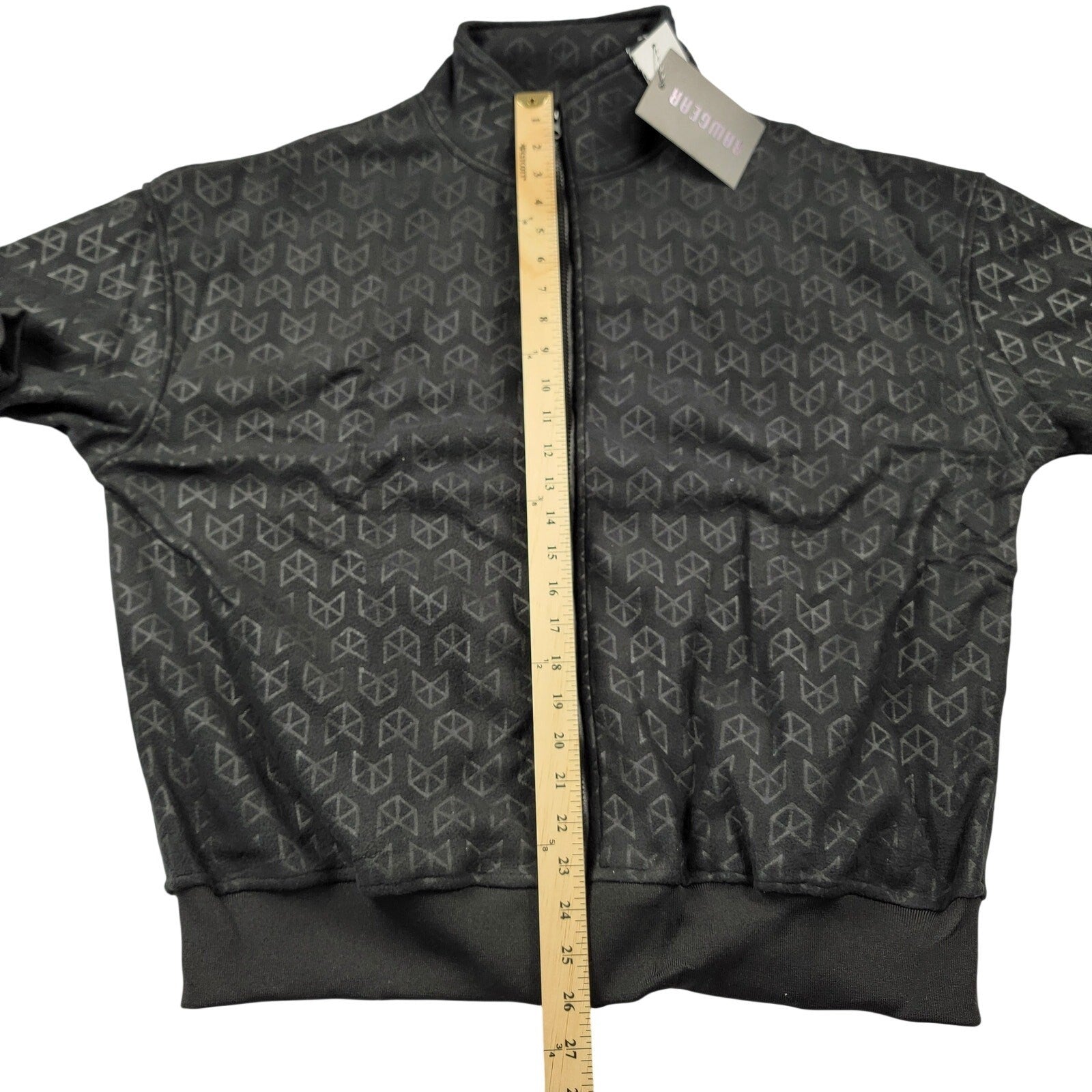 Rawgear Black Geometric Pattern Full Zip Jacket Mens Medium New With Tags