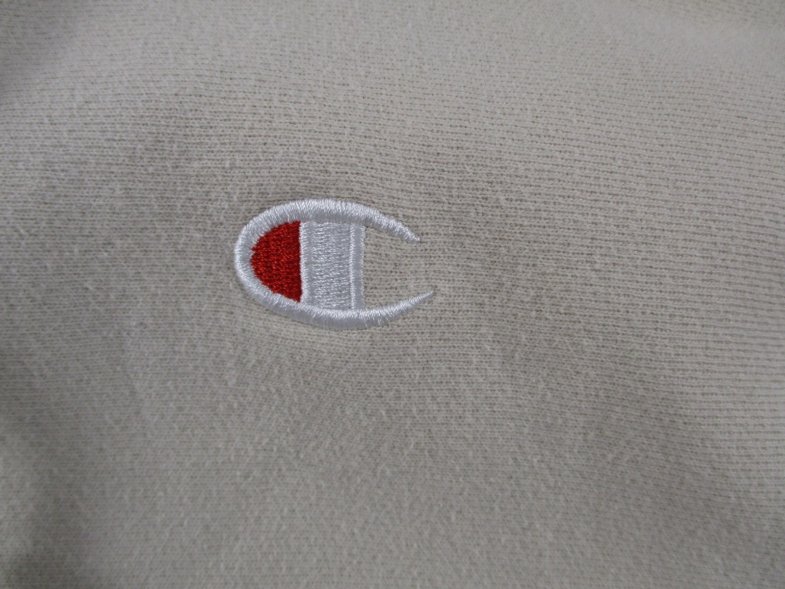 Vintage Champion Reverse Weave Hoodie Mens Small Beige Pullover Sweatshirt Logo2