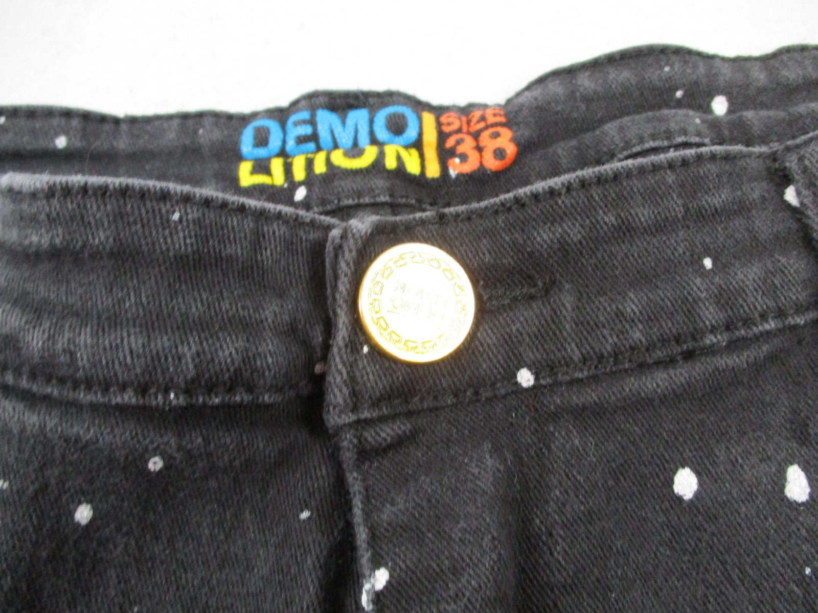 Demolition Shorts Mens 38 Black Paint Splatter Biker Denim Distressed Stretch4