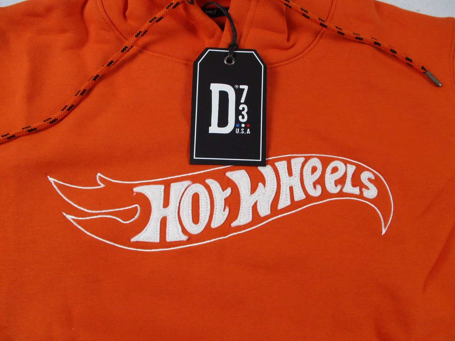 D73 Hot Wheels Hoodie Men Medium Orange Pullover Kangaroo Pocket Graphic 1295962