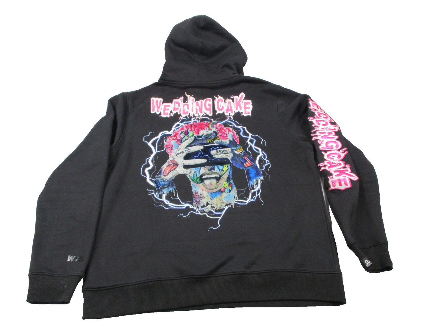 Wedding Cake Hoodie Mens 2XL Black Graphic Pullover Back Embroidered