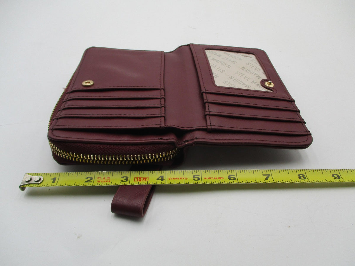 Steve Madden Wallet Women's One Size Red Faux Leather Wristlet Zip Around7