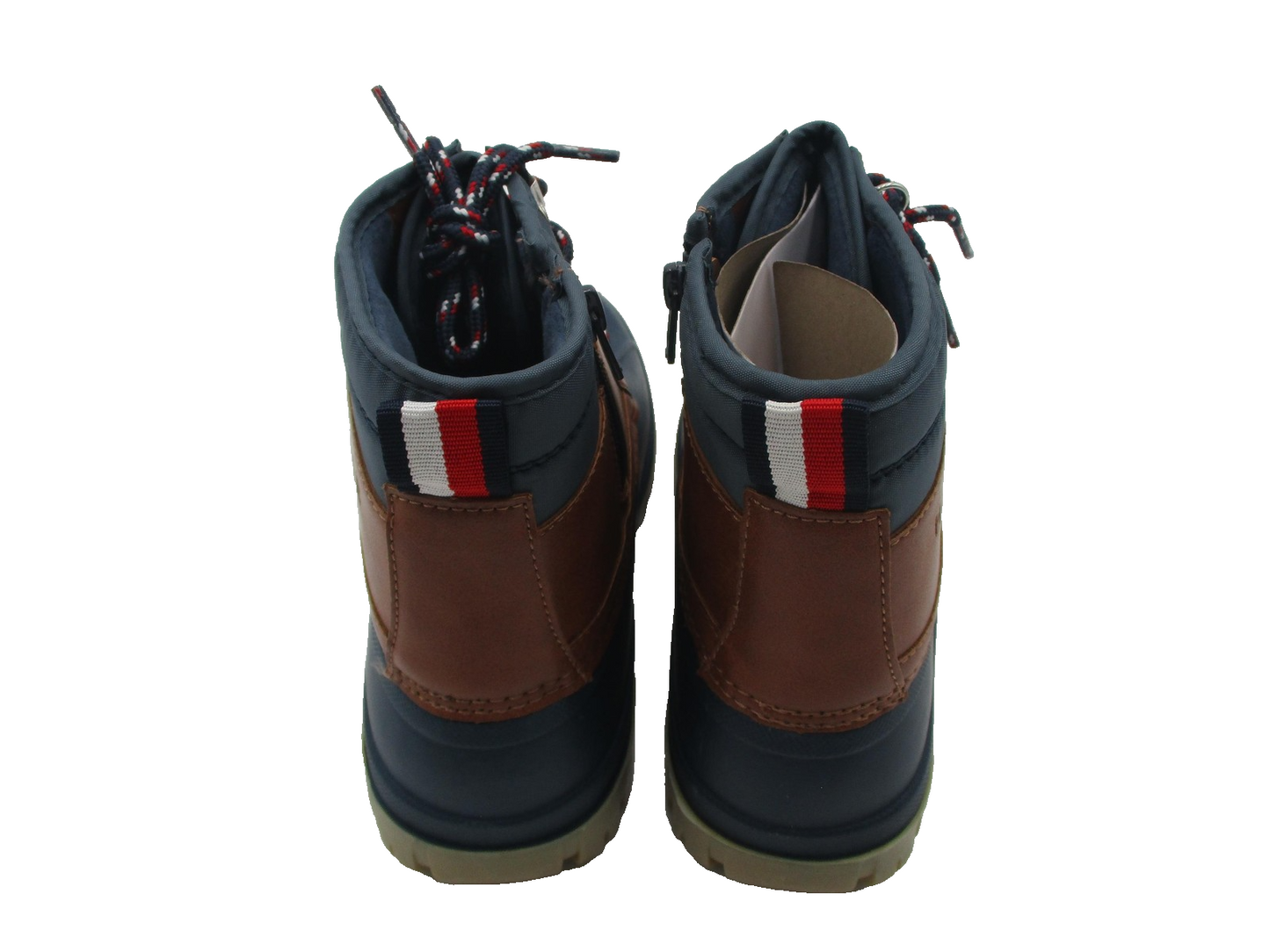 Tommy Hilfiger TH Danni Duck Boots Mens Size 6 Tan Navy Snow Winter Cold Weather6
