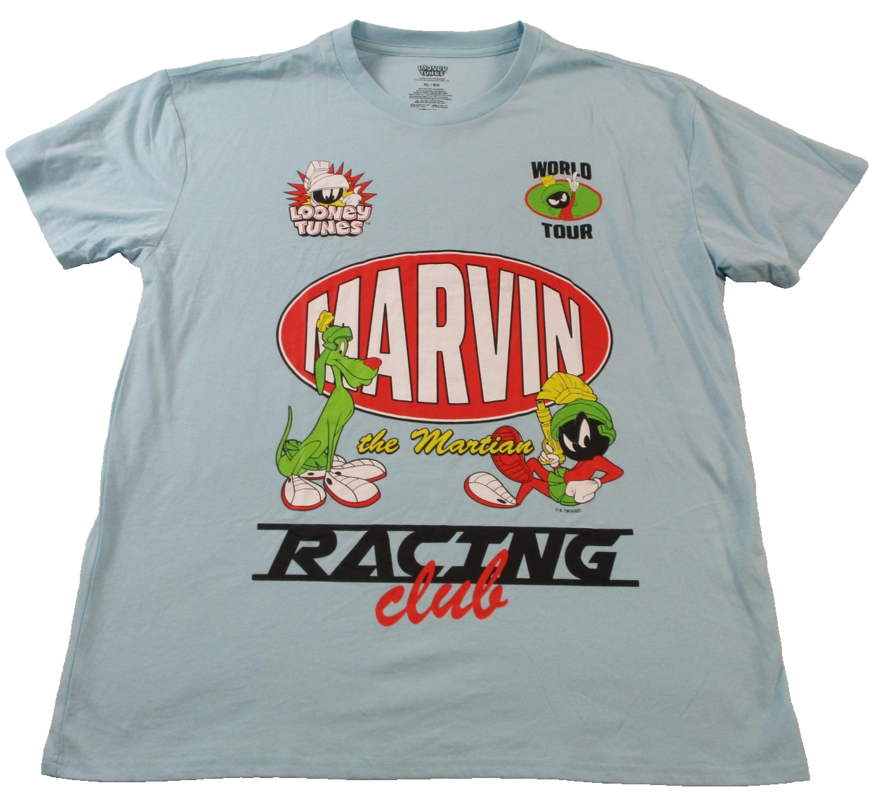 Looney Tunes Marvin The Martian Racing Club Shirt Mens XL Blue Graphic Tee 15460