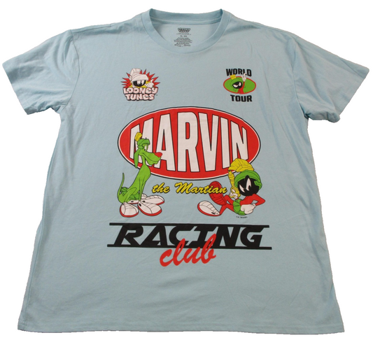 Looney Tunes Marvin The Martian Racing Club Shirt Mens XL Blue Graphic Tee 15460