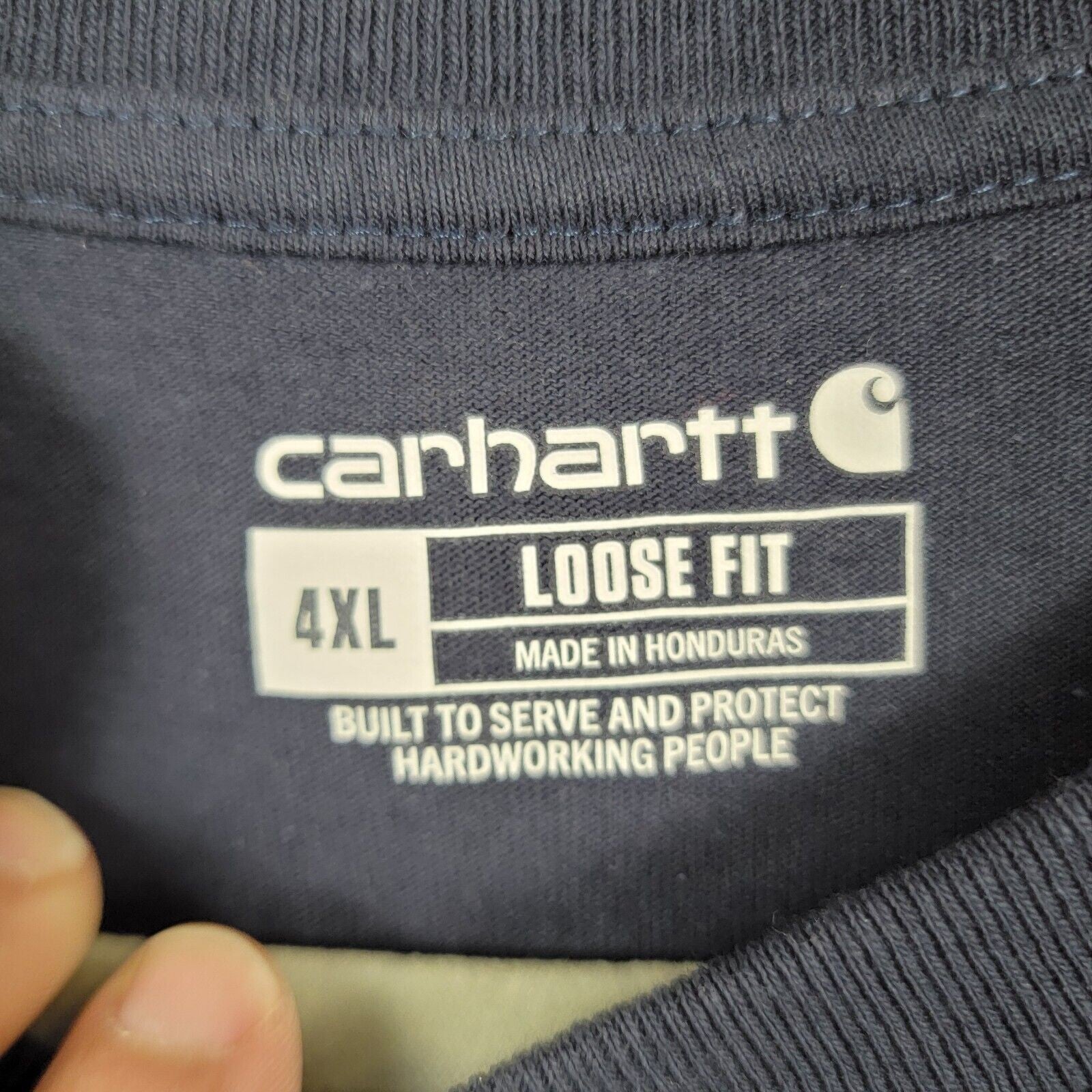 CARHARTT Men's TShirt 4XL Navy Loose Fit Henley Pockets Cotton TK0084M