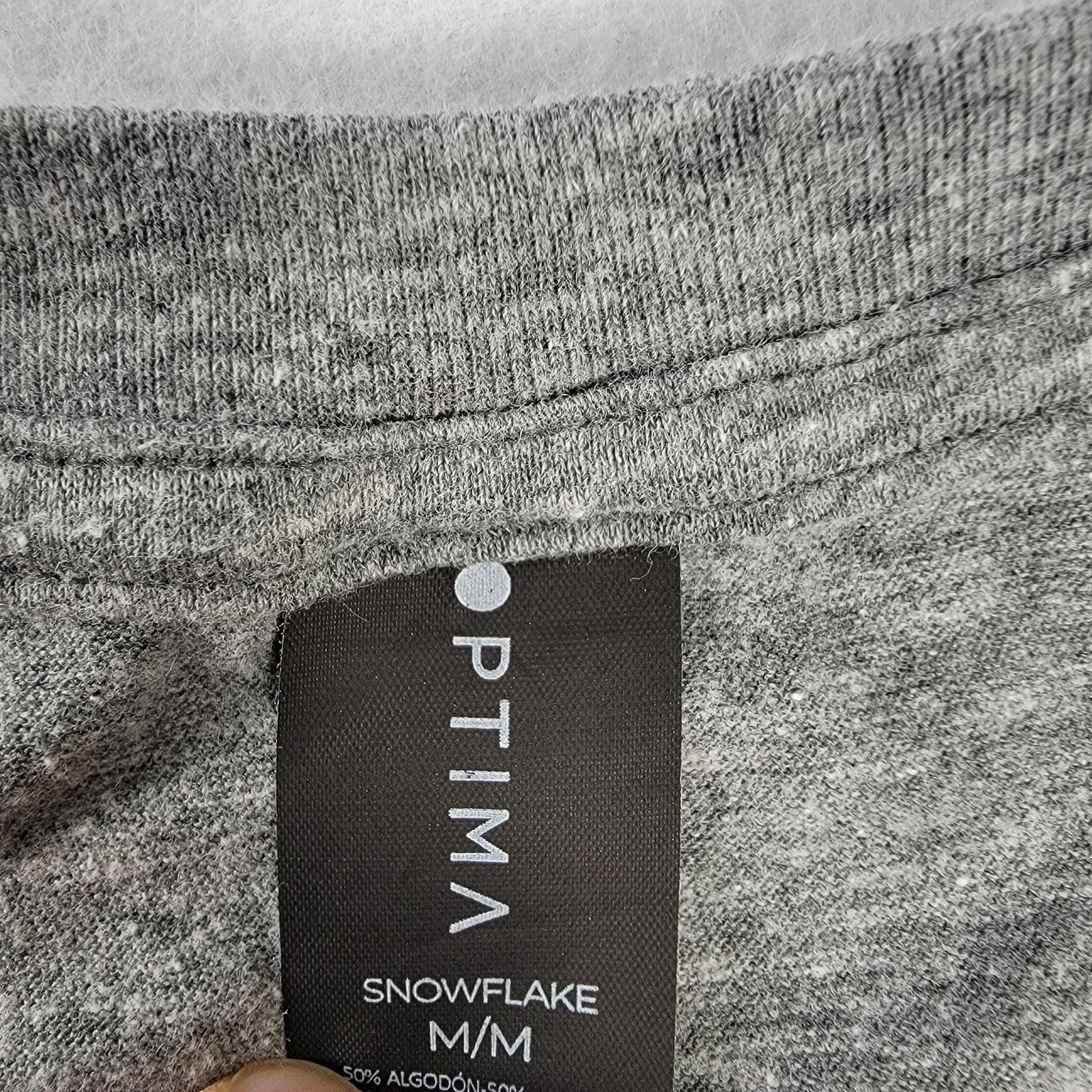 Optima Shirt Mens Medium Gray Snowflake Crewneck Short Sleeve Basic Casual T 6462