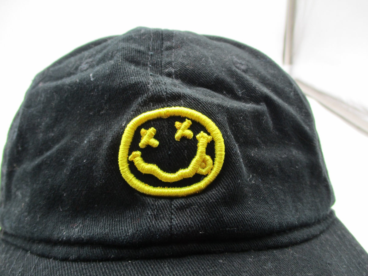 Nirvana Hat Cap Strap Back Mens One Size Black Smiley Face Rock Band Logo2