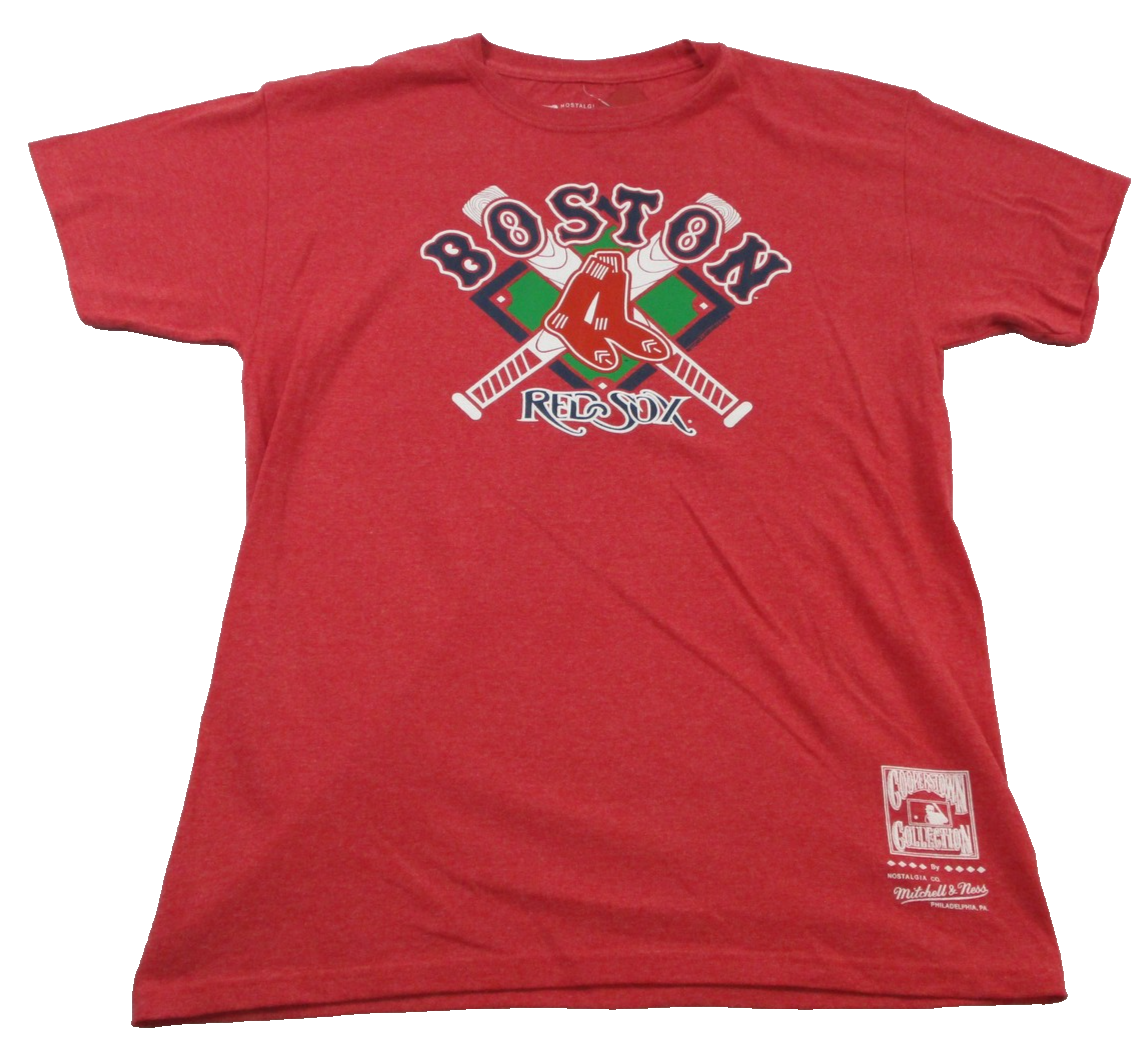 Boston Red Sox Shirt Mens Medium Red MLB Baseball Mitchell & Ness Tee 1385880