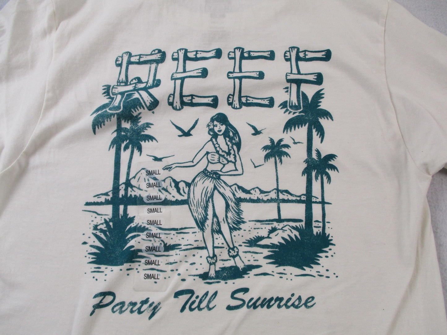 Reef Shirt Mens Small Vintage White Party Till Sunrise Surf Graphic Tee 15029