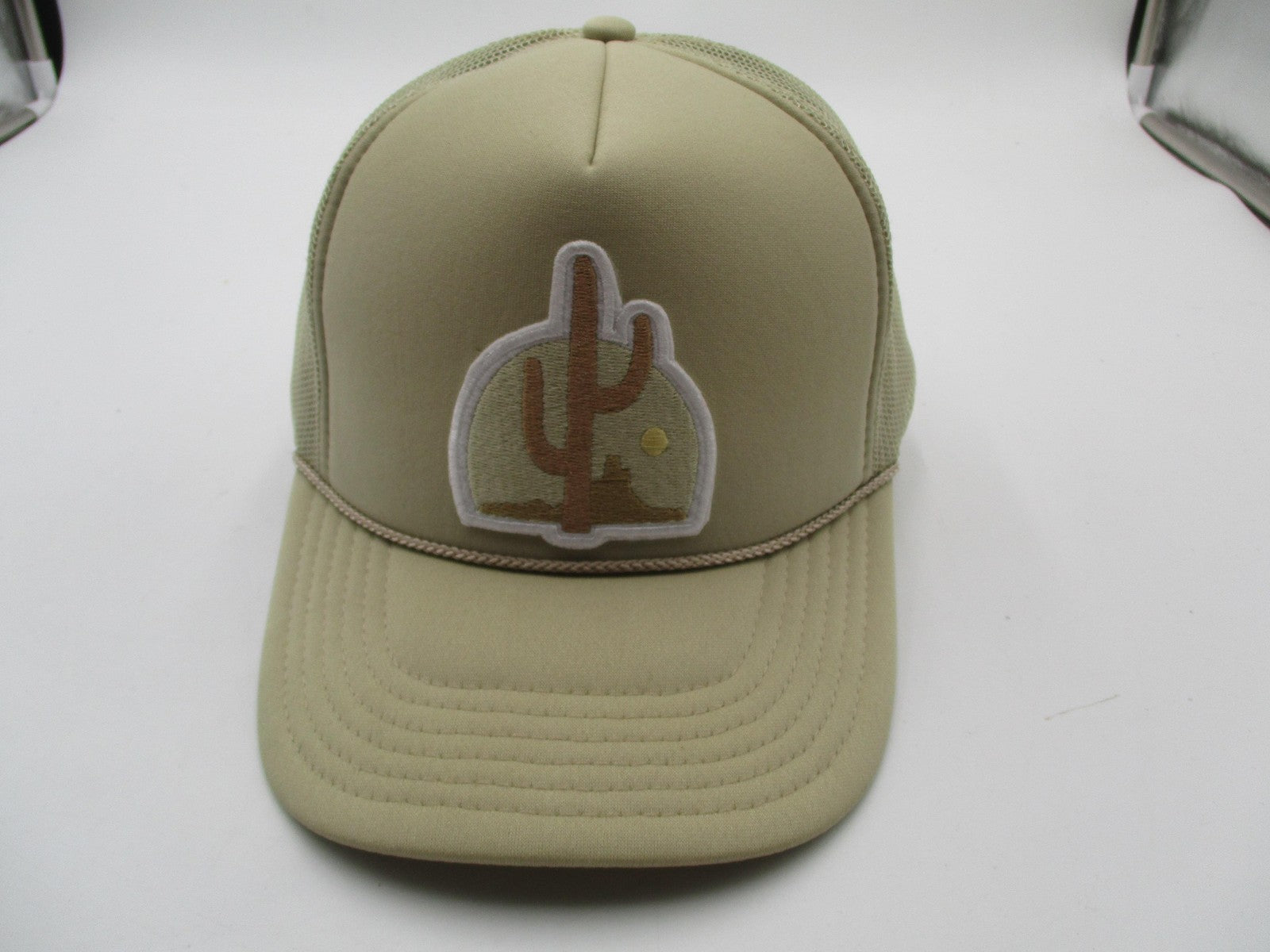 Otto Cactus Desert Hat Cap Snap Back Mens One Size Beige Trucker Mesh Patch1