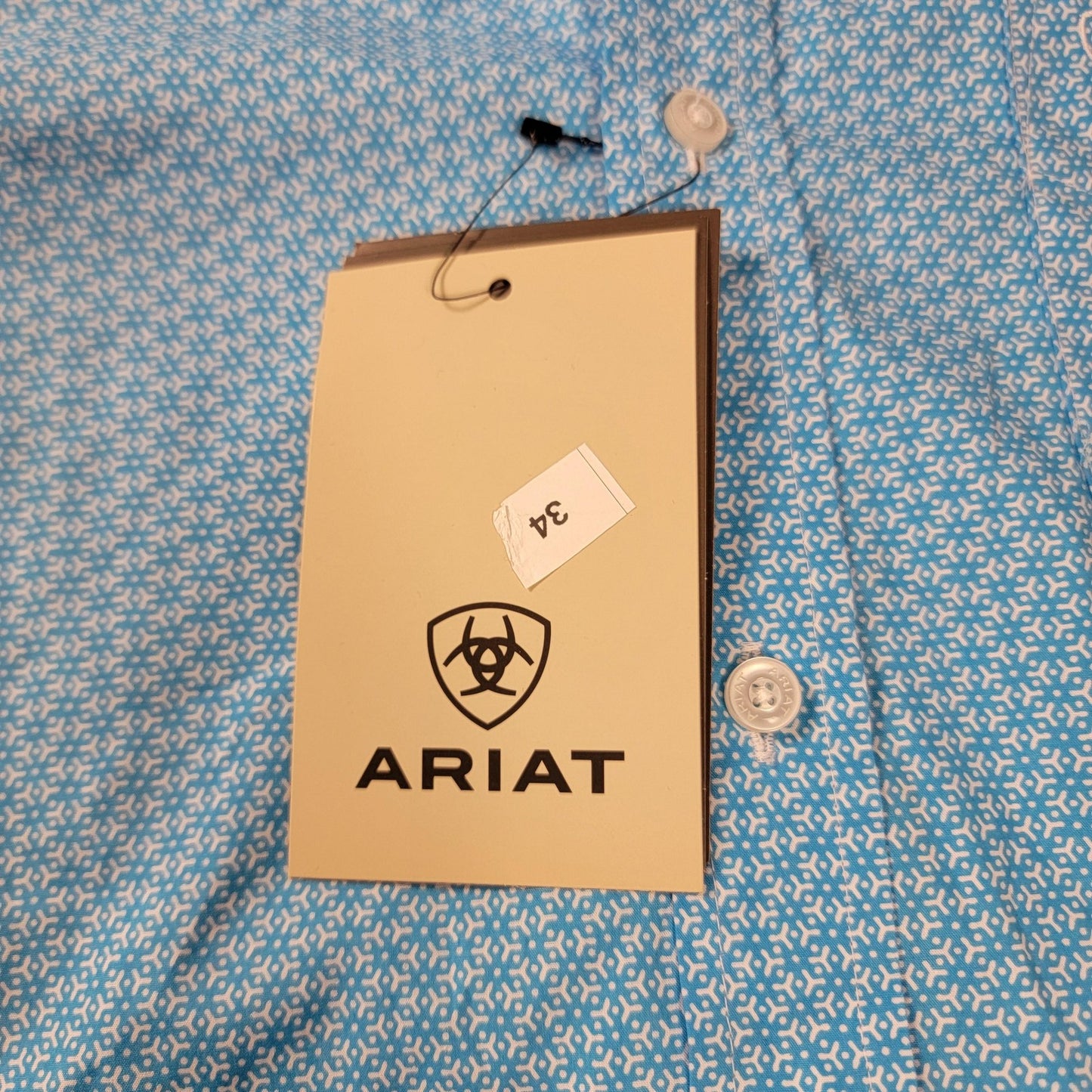 Ariat Shirt Mens Med Blue Simeon Classic Fit Short Sleeve Button Up Western 9464
