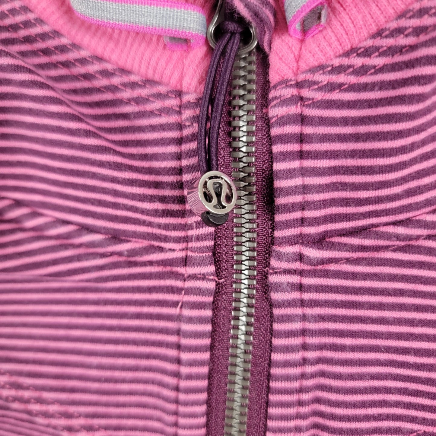 Lululemon Bliss Break Hoodie Pink Purple Striped Jacket Sweater Full Zip Run 2542