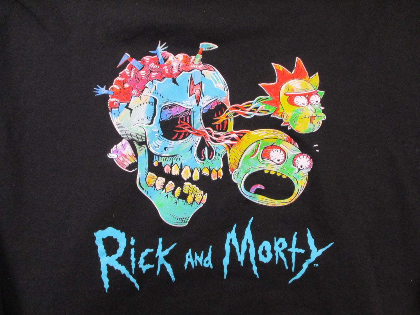 Rick & Morty Independent Hoodie Mens Large Black Pullover Sweatshirt Skull 16433
