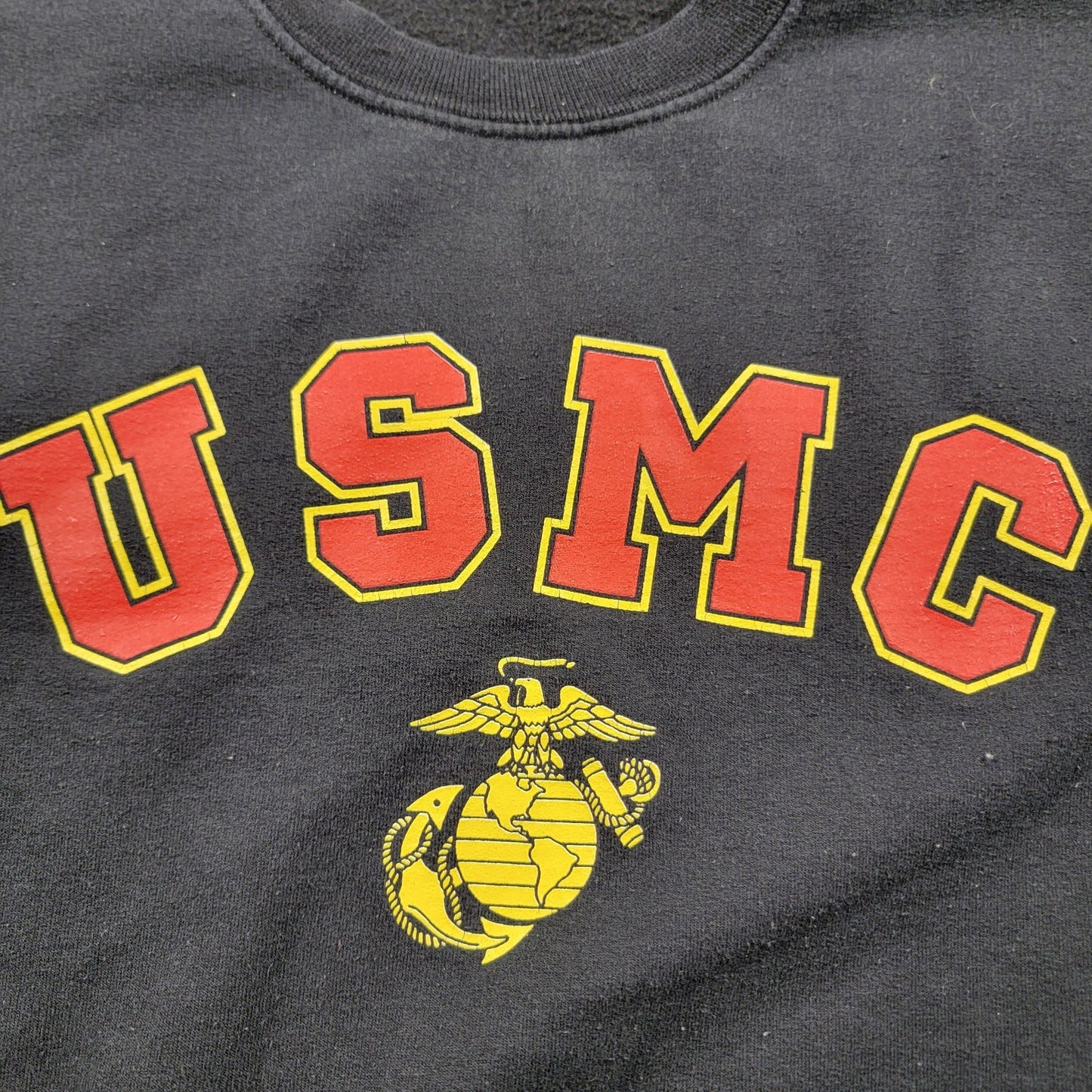 Vintage USMC Men's Black Sweatshirt Longsleeved Sz S