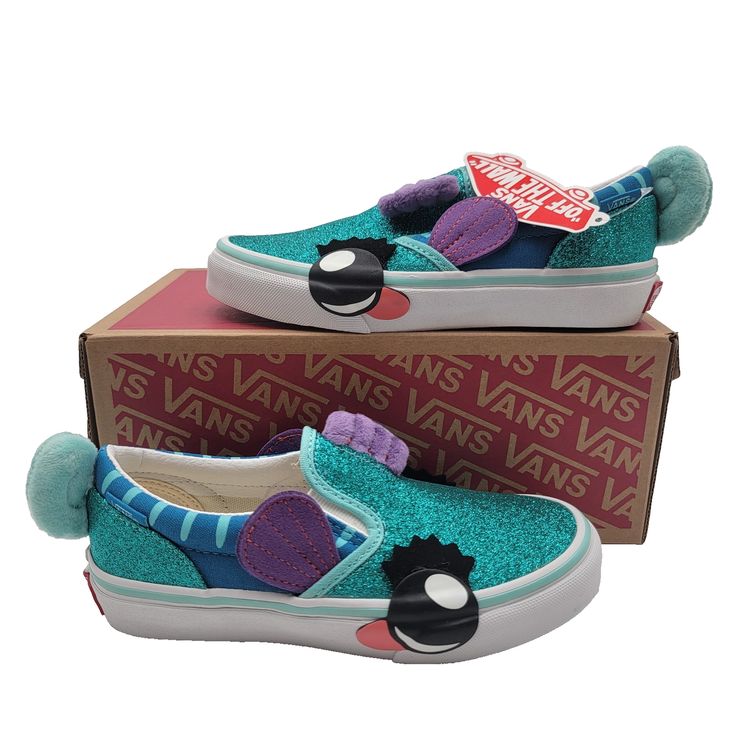 Vans Kids Classic SlipOn Aqua Sky Mermaid Glitter Toddler Size 1 US w/ Box0