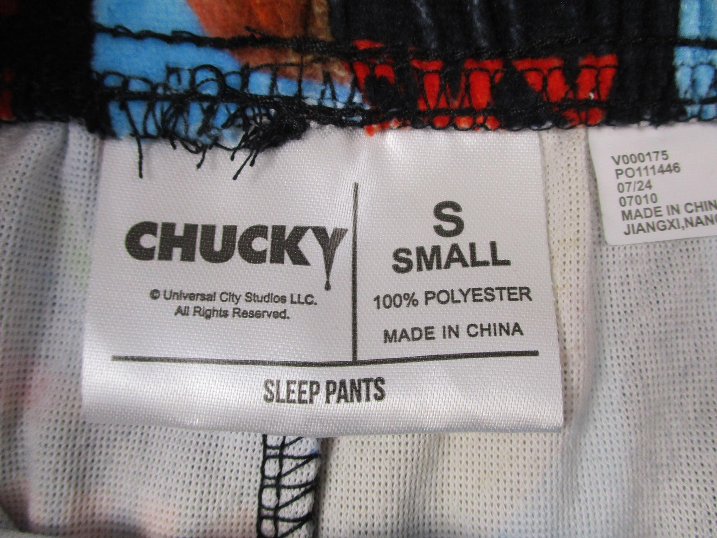 Chucky Sleep Pants Mens Small Blue Fleece Lounge Pajama Horror Childs Play 12552