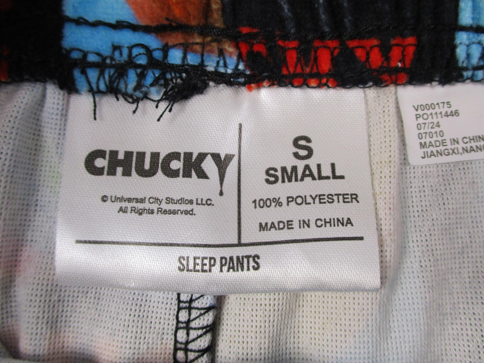 Chucky Sleep Pants Mens Small Blue Fleece Lounge Pajama Horror Childs Play 12552