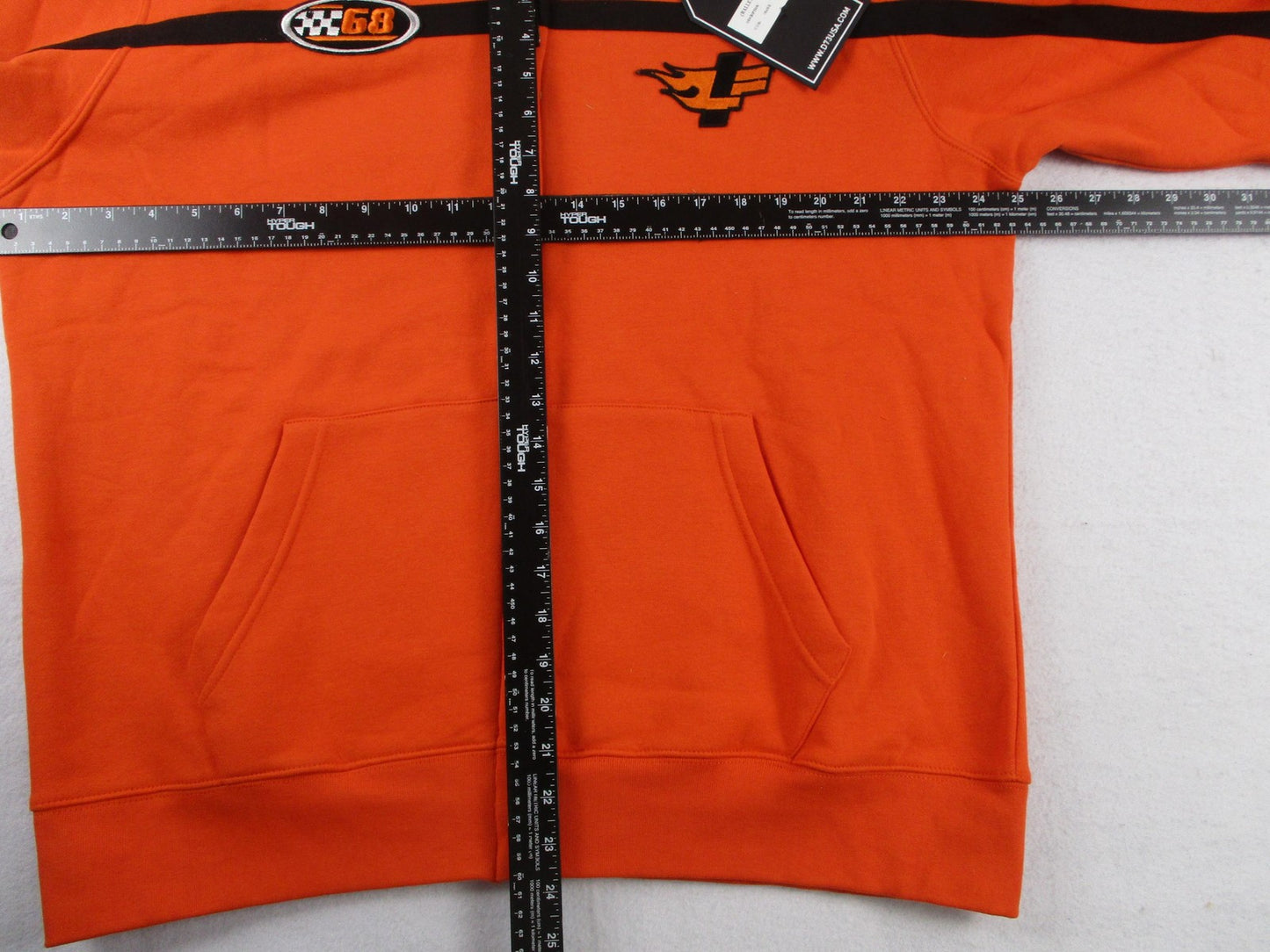 D73 USA Hoodie Mens 2XL Orange Full Zip Hot Wheels Racing 68 Graphic New 1288897