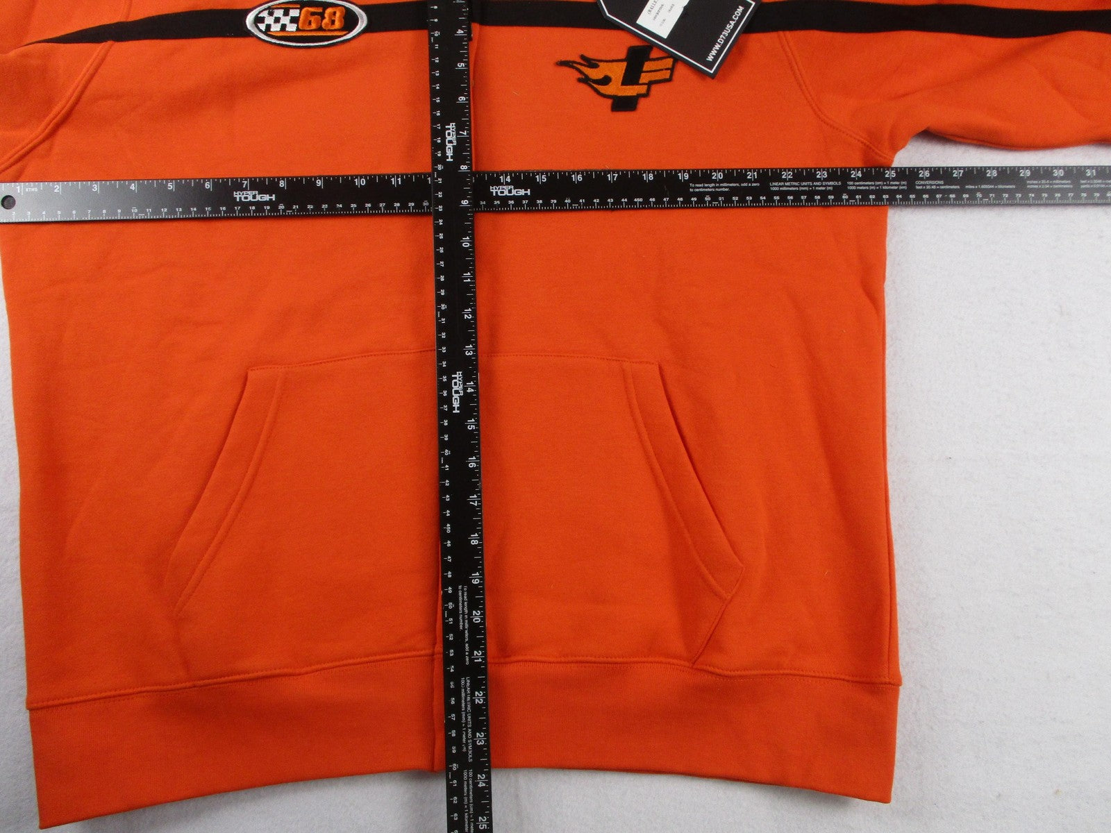 D73 USA Hoodie Mens 2XL Orange Full Zip Hot Wheels Racing 68 Graphic New 1288897