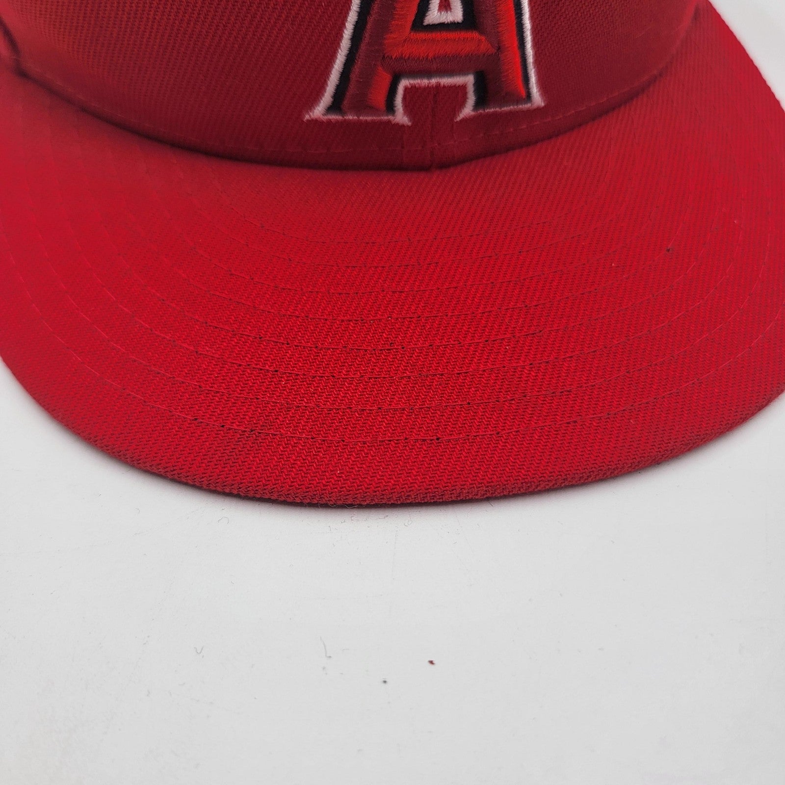 Los Angeles Angels Hat Cap Fitted Mens 7 3/4 Red MLB Baseball New Era5