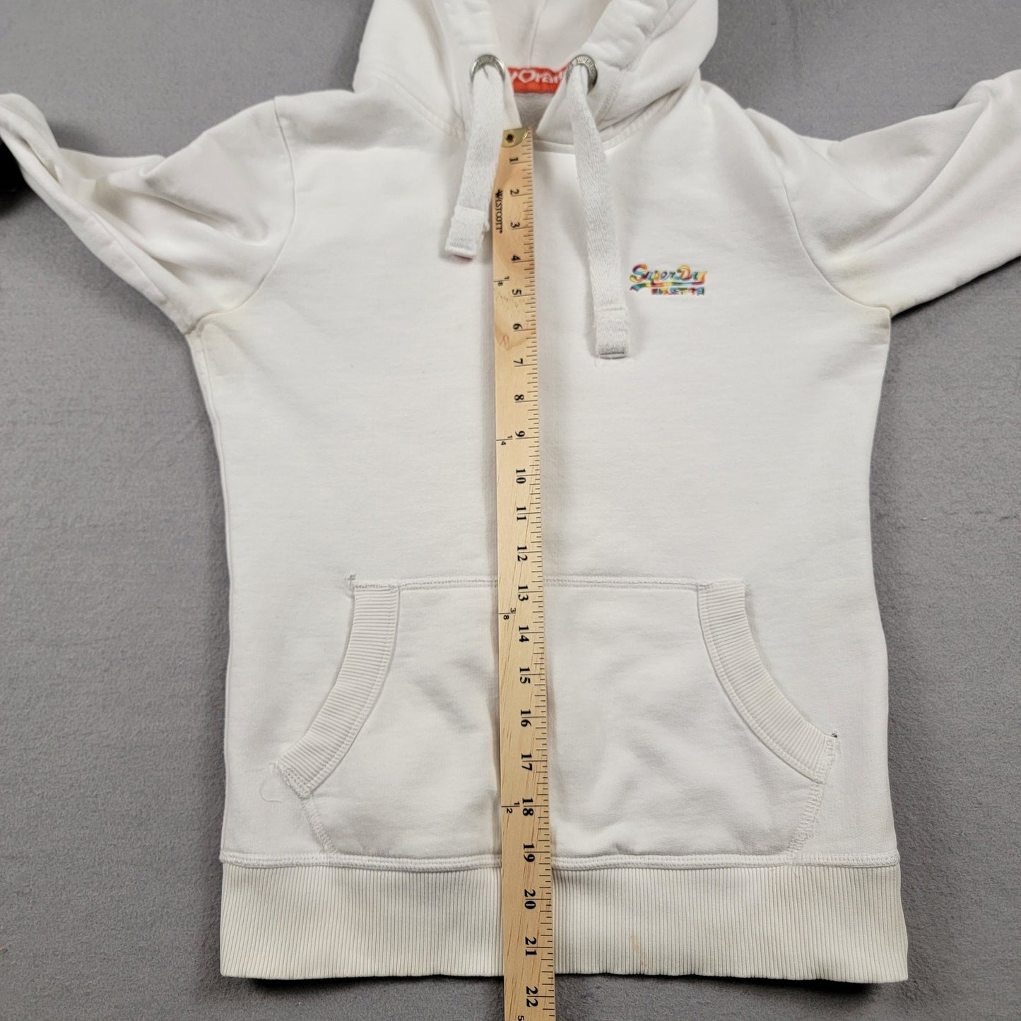 SuperDry Orange Label Hoodie White Sz S