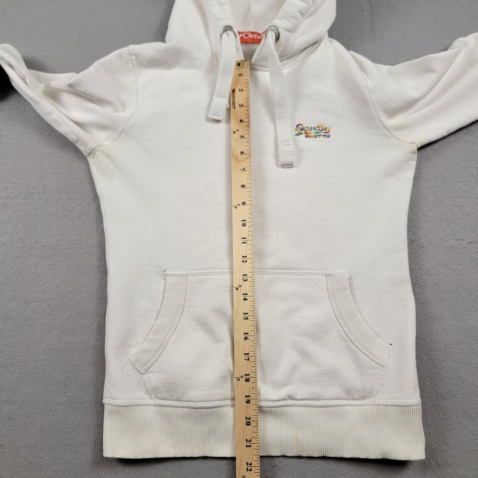 SuperDry Orange Label Hoodie White Sz S