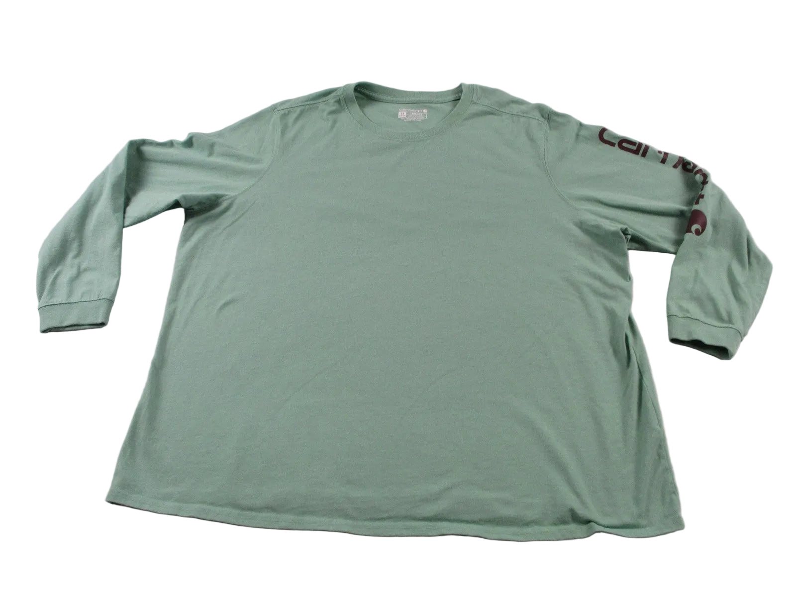 Carhartt Shirt Womens 3X Green Loose Fit Long Sleeve Logo Graphic Work Tee0