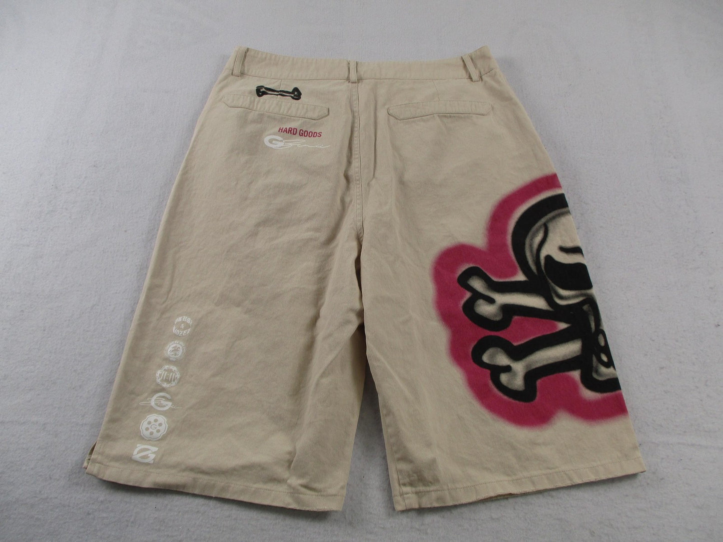 Hard Goods Sample Shorts Men Medium Beige Skull Crossbones Graffiti Chino Canvas9