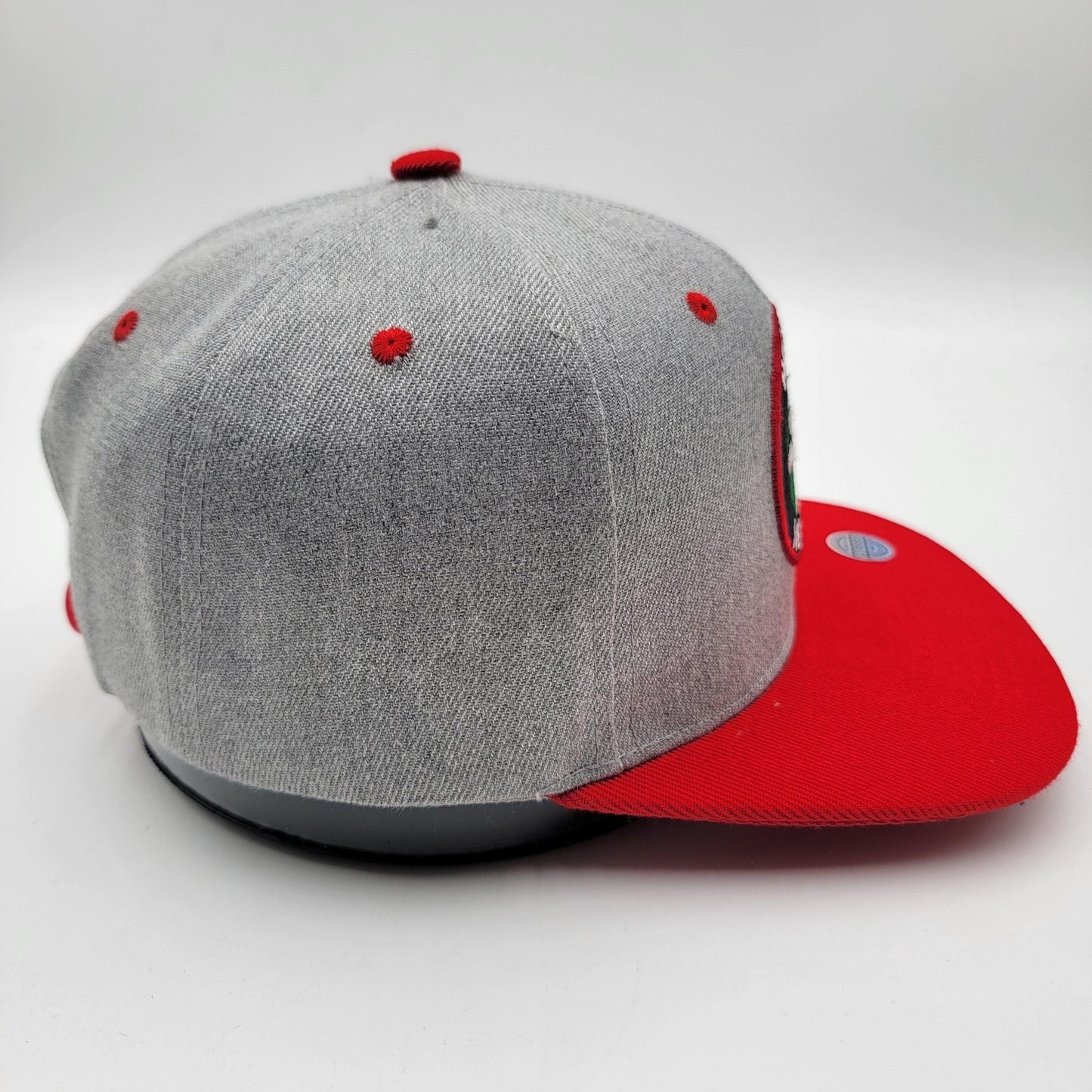 Hecho en Mexico Hat Cap Snap Back Gray Red Embroidered Patch Mens Mexican Pride3
