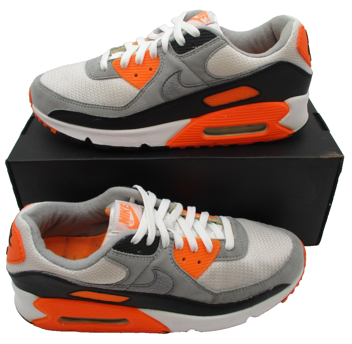 Nike Air Max 90 Mens Size 10.5 White Grey Orange Retro Sneakers CW5458-101 (1T6)2