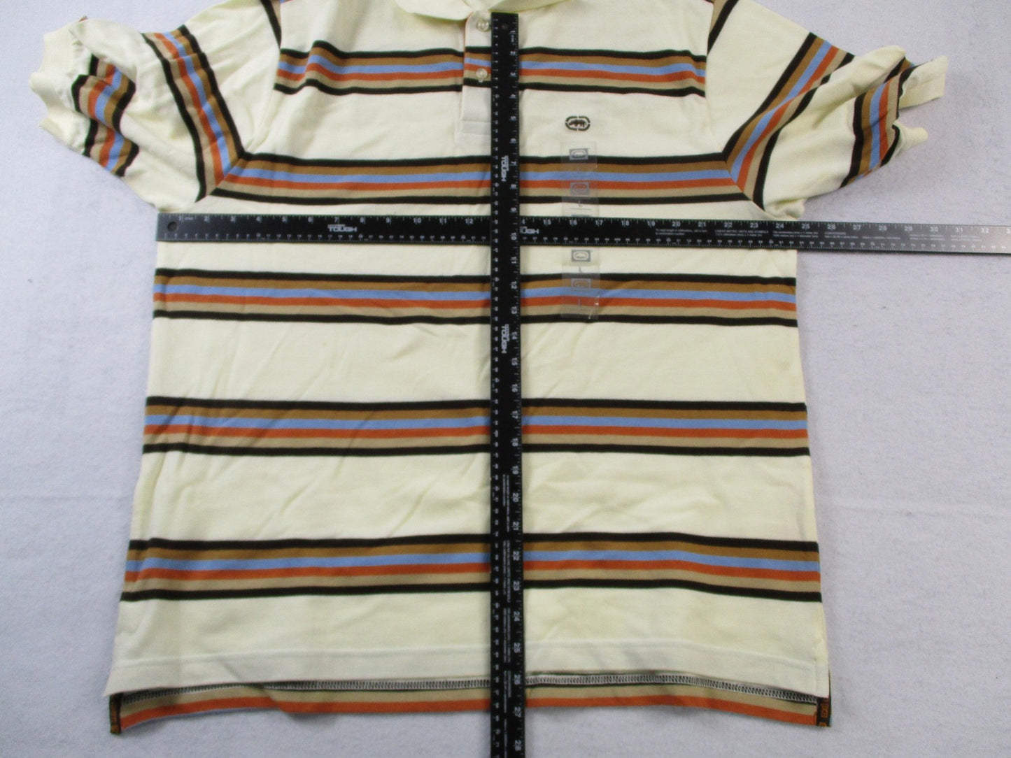 Ecko Unltd Hangin Out Polo Shirt Mens Large White Striped Short Sleeve Cotton9