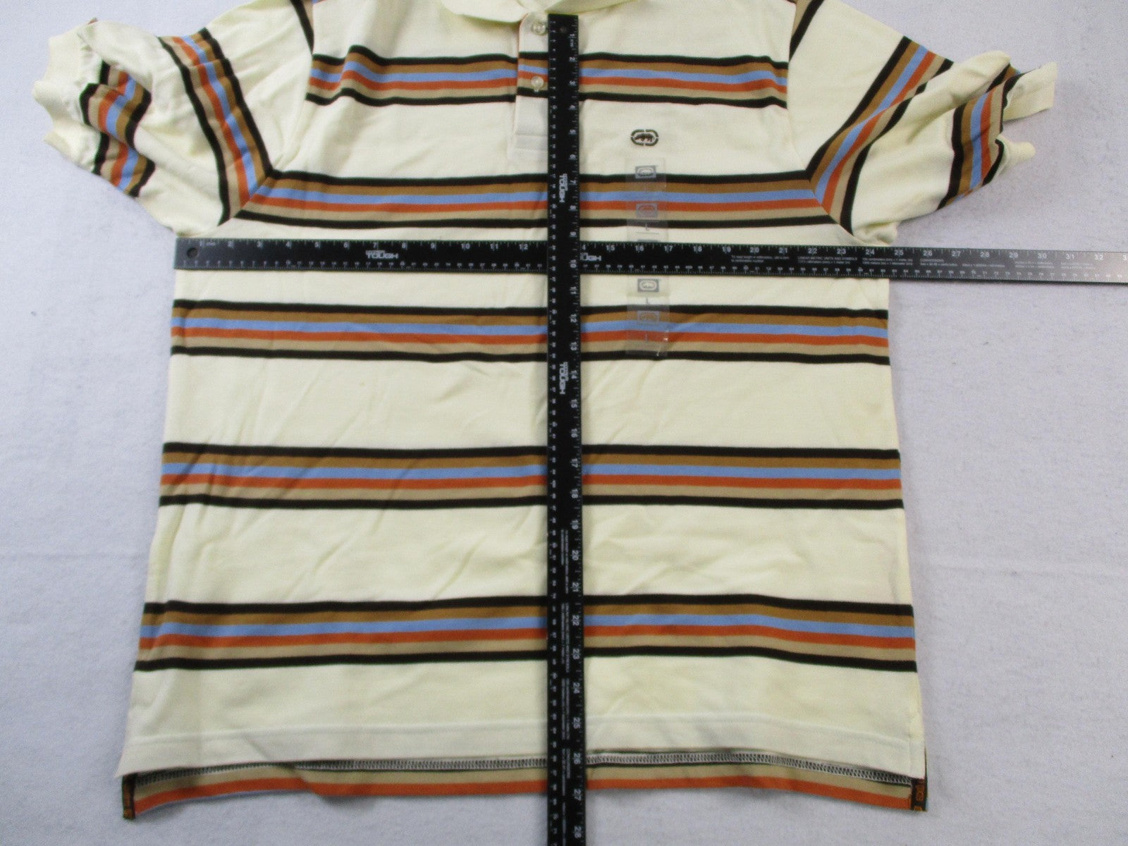 Ecko Unltd Hangin Out Polo Shirt Mens Large White Striped Short Sleeve Cotton9