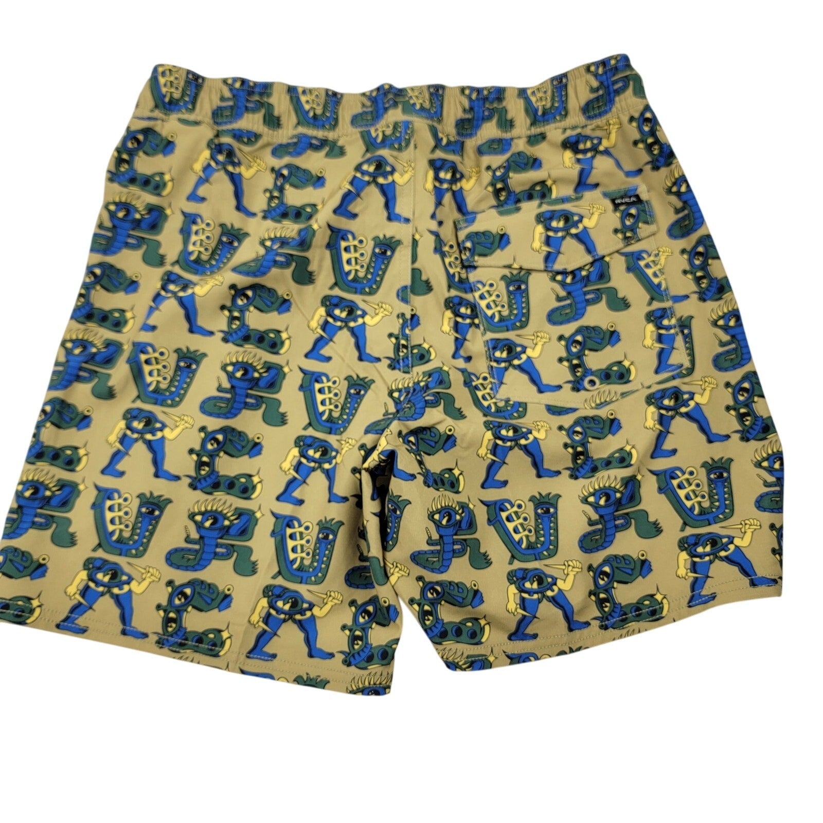 RVCA Artist Network Program Boardshorts Men’s Medium Tan Graphic Swim Trunks 17”1