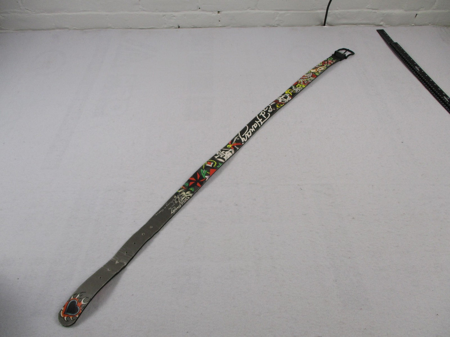 Ed Hardy Belt Mens Size 42 Multicolor Skull Rose Tattoo Graphic Rock Buckle0