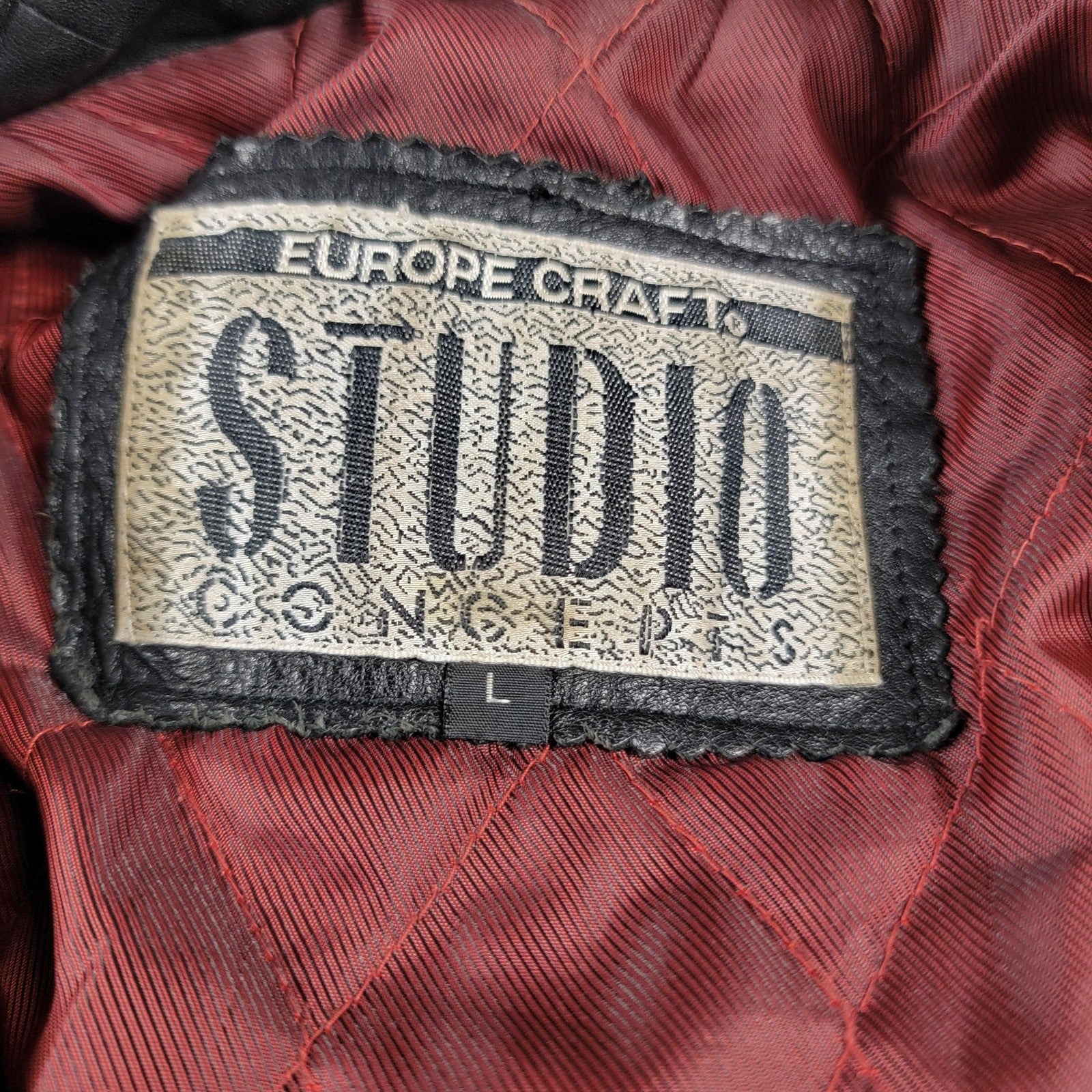 Studio Concepts Leather Jacket Mens Large Quilted Lined Europe Craft Vintage 8822