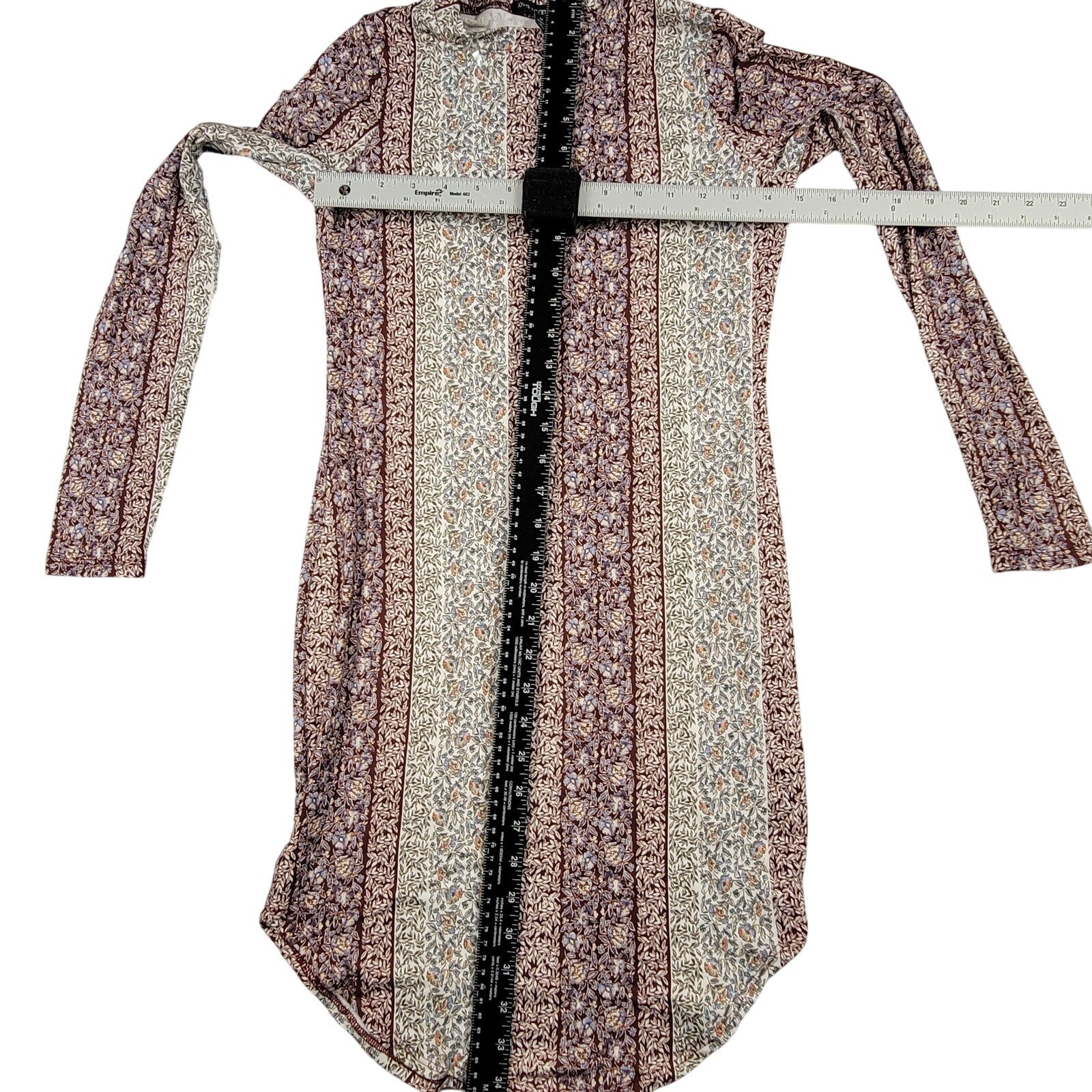 Love Cameron La Pink & Ivory Floral Long Sleeve Stretch Mini Dress Sz M 837391